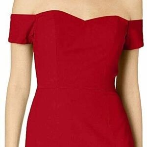 DRESS THE POPULATION Women's Bailey Off Shoulder Midi Dress Small Garnet or Red